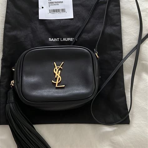 ysl blogger bag black gold|Authentic YSL Blogger Black & Gold Tassel .